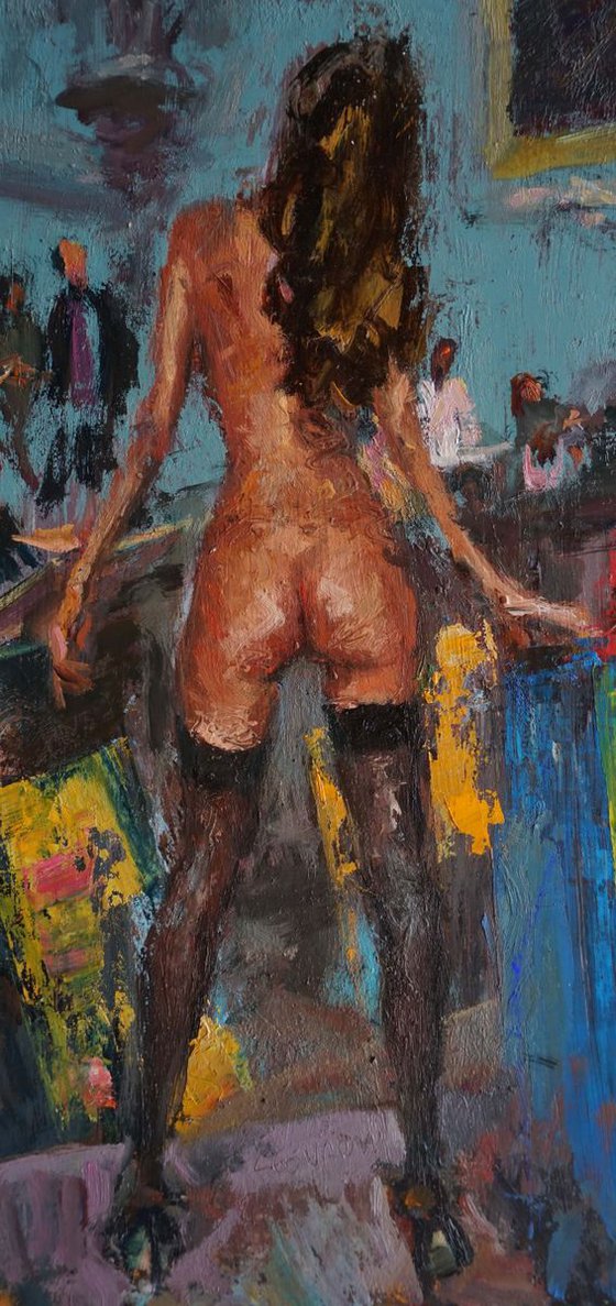 Model in stocking
