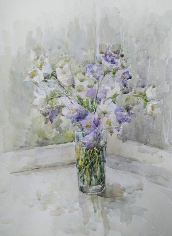 Campanula. Original watercolour painting 2020