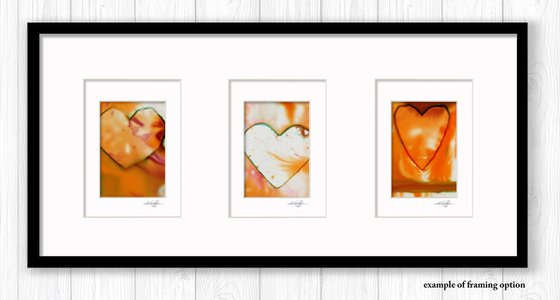 Heart Collection 12 - 3 Small Matted paintings by Kathy Morton Stanion
