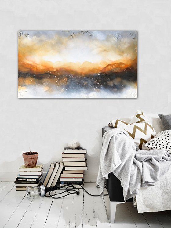 abstract sunset colours  (125 x 70 cm) Dee Brown