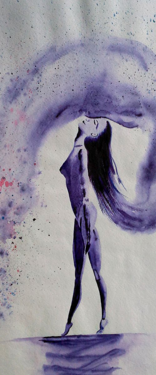 dancer original monochrome watercolor painting" Dance" by Halyna Kirichenko