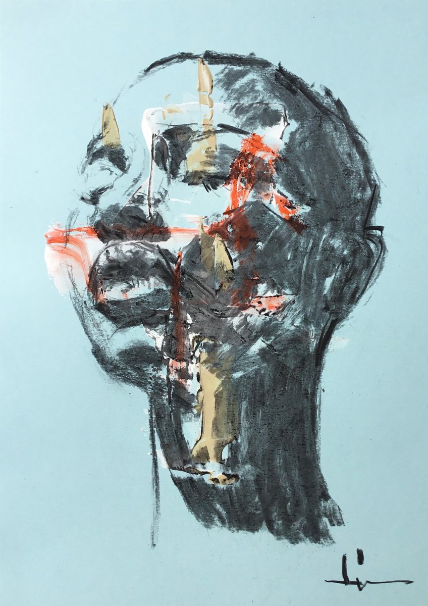 Expressive Charcoal Drawing , Long Neck By Dominique Deve, 9 X 13, Artwork For Sale On Artfinder