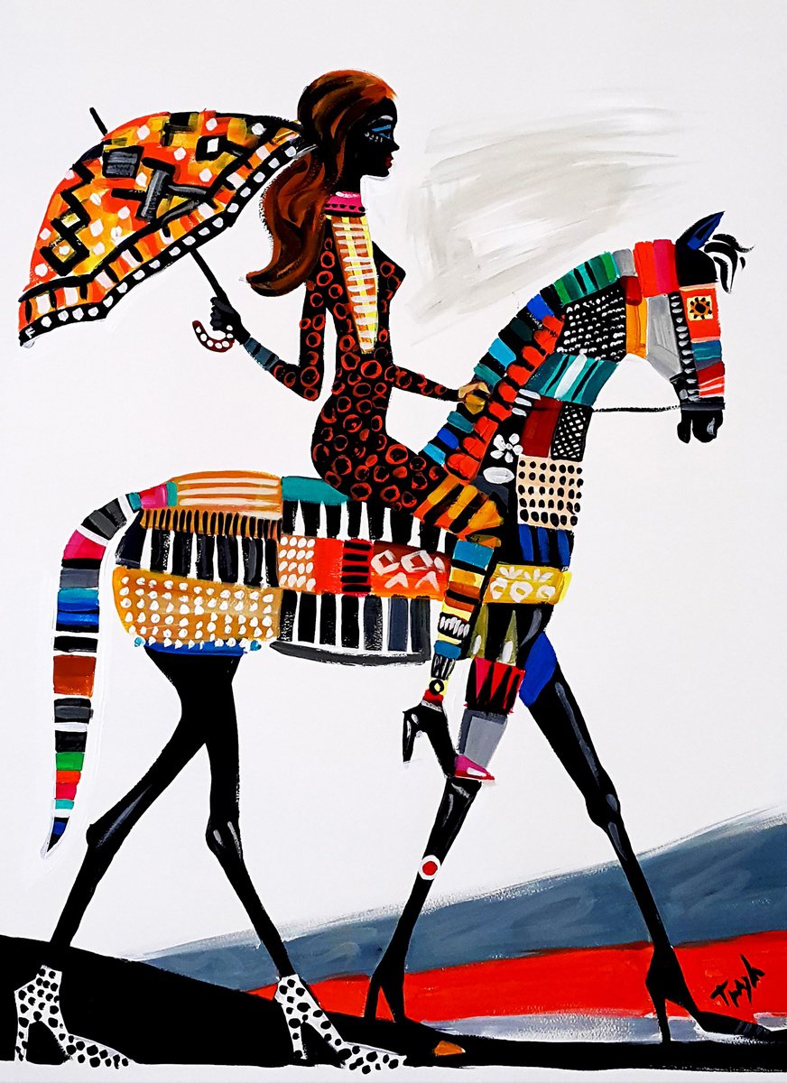 Abstract Portrait Acrylic Painting By Trayko Popov, 22 X 30", Runway Of The Wild ????????, Original Artwork