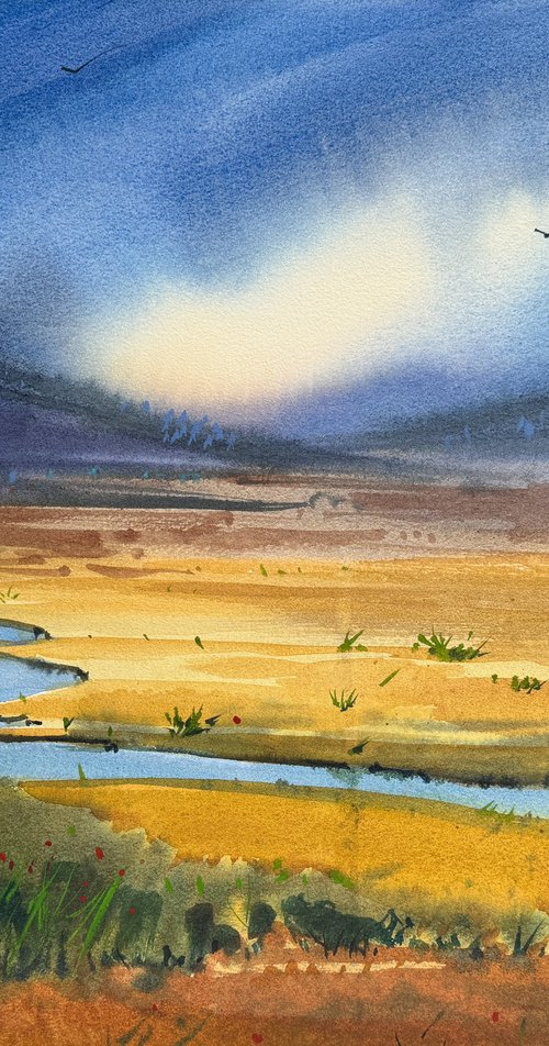 landscape 8. original watercolor painting by Yevheniia Salamatina