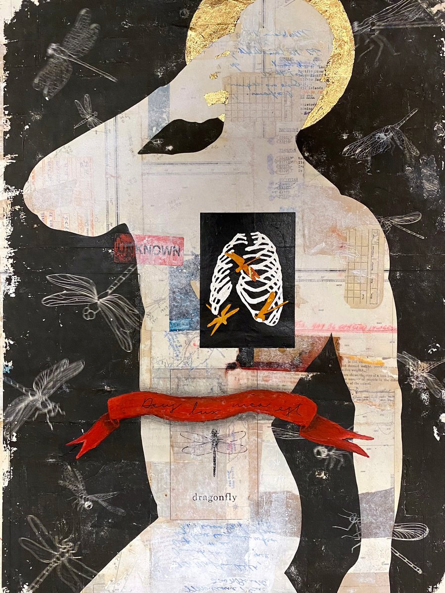 Portrait Collage By Adam Collier Noel, 18 X 24, God Is My Light, Original Artwork