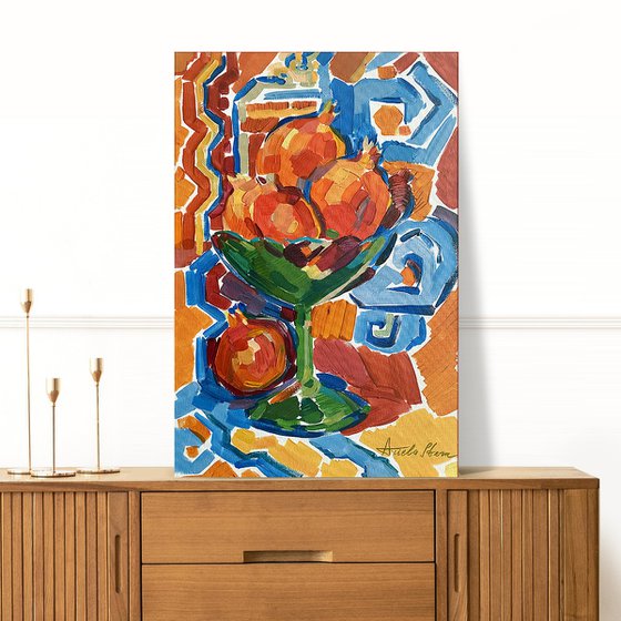 Pomegranates in an Emerald Crystal Vase