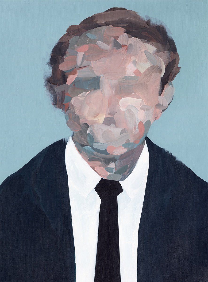 Abstract Portrait Acrylic Painting By Sara Richardson Artist, 18 X 24", Portrait No.5, Original Artwork