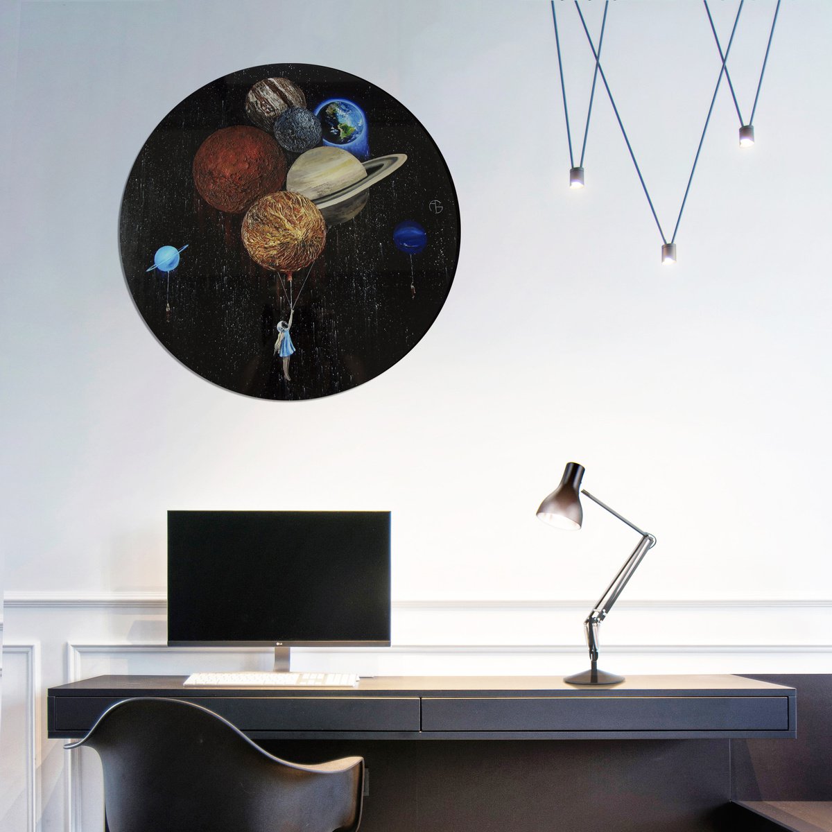 I will never stop flying PLEXIGLASS art object planet planets solar sistem round circle s... by Anna Bo