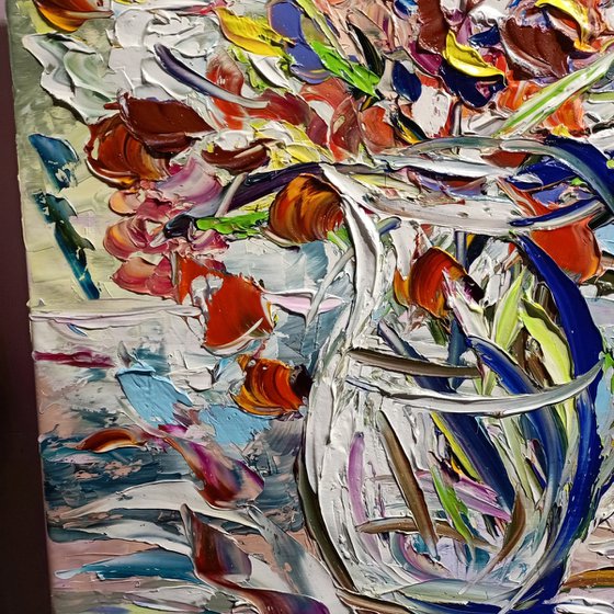 Vaso con fiori arancio