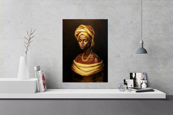 " Woman in Yellow " - 50 x 70cm Original Oil Painting