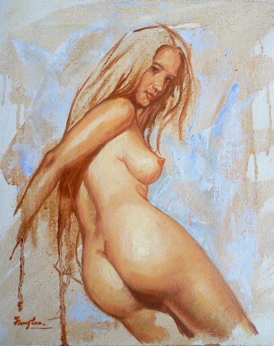 Oil paintingl art female nude girl #16-4-11