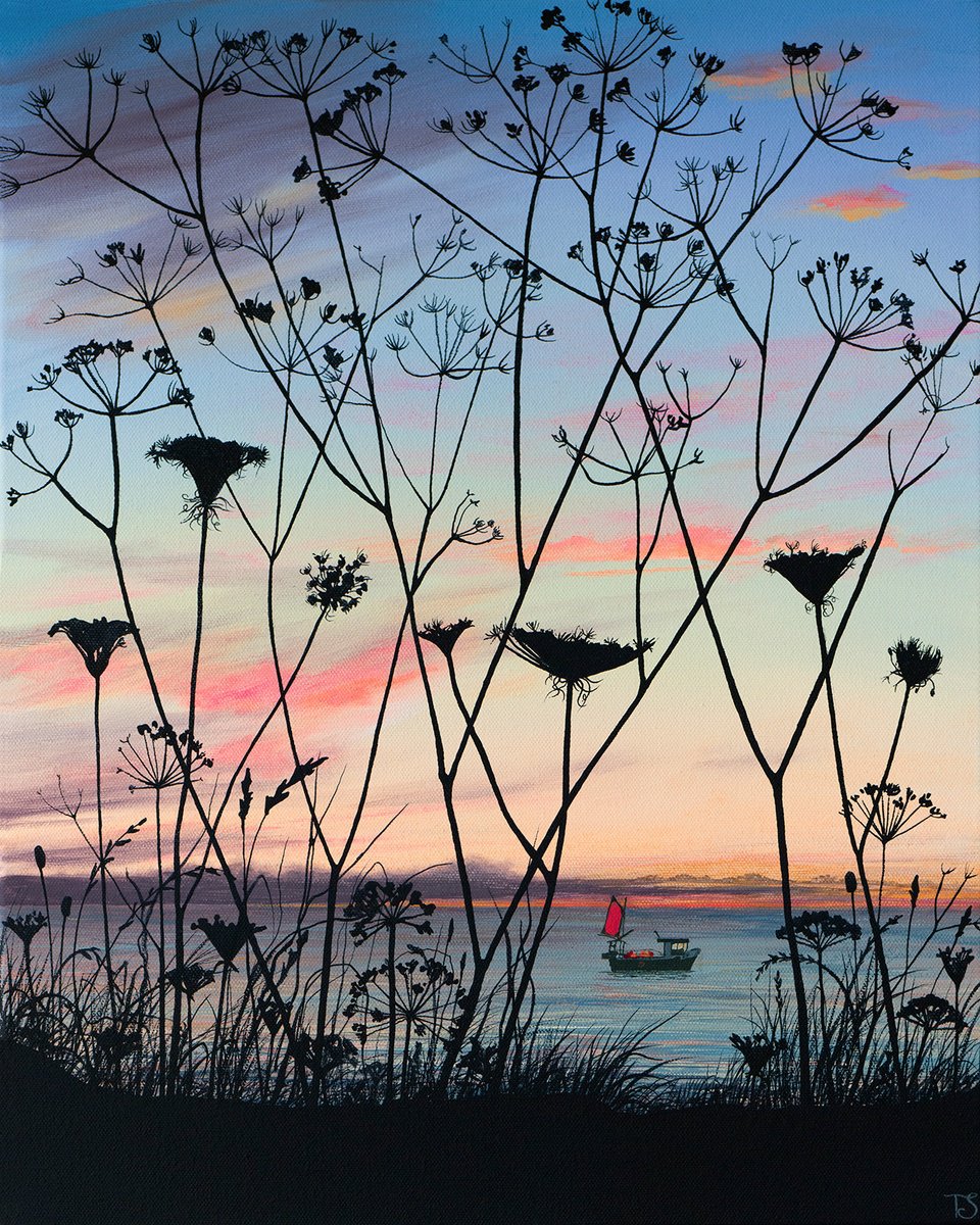 Impressionistic Landscape Acrylic Painting By Theresa Shaw, 17 X 21", Peaceful Solitude, Original Artwork