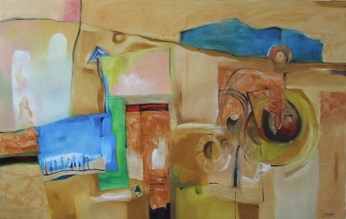 Abstract Oil Painting By Csaba Csendes, 37 X 24, The Outsider, Original Artwork