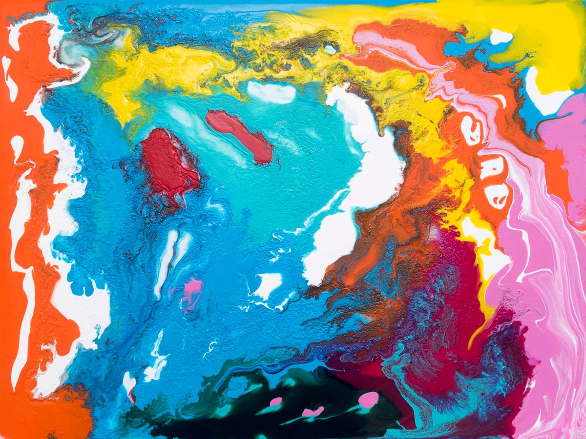 Abstract Acrylic Painting By Km Arts, 16 X 12", Happy Days, Original Artwork