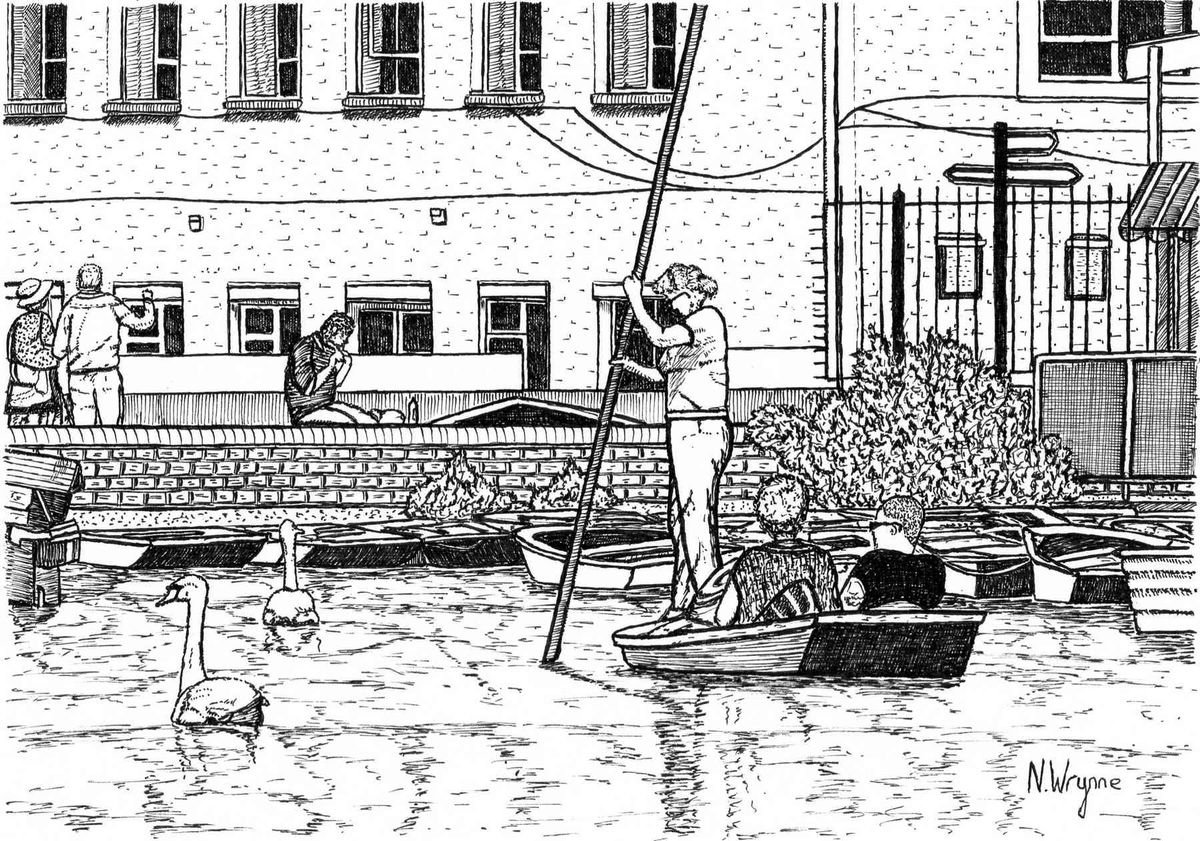 Pen and Ink illustration - Just Punting Around by Neil Wrynne