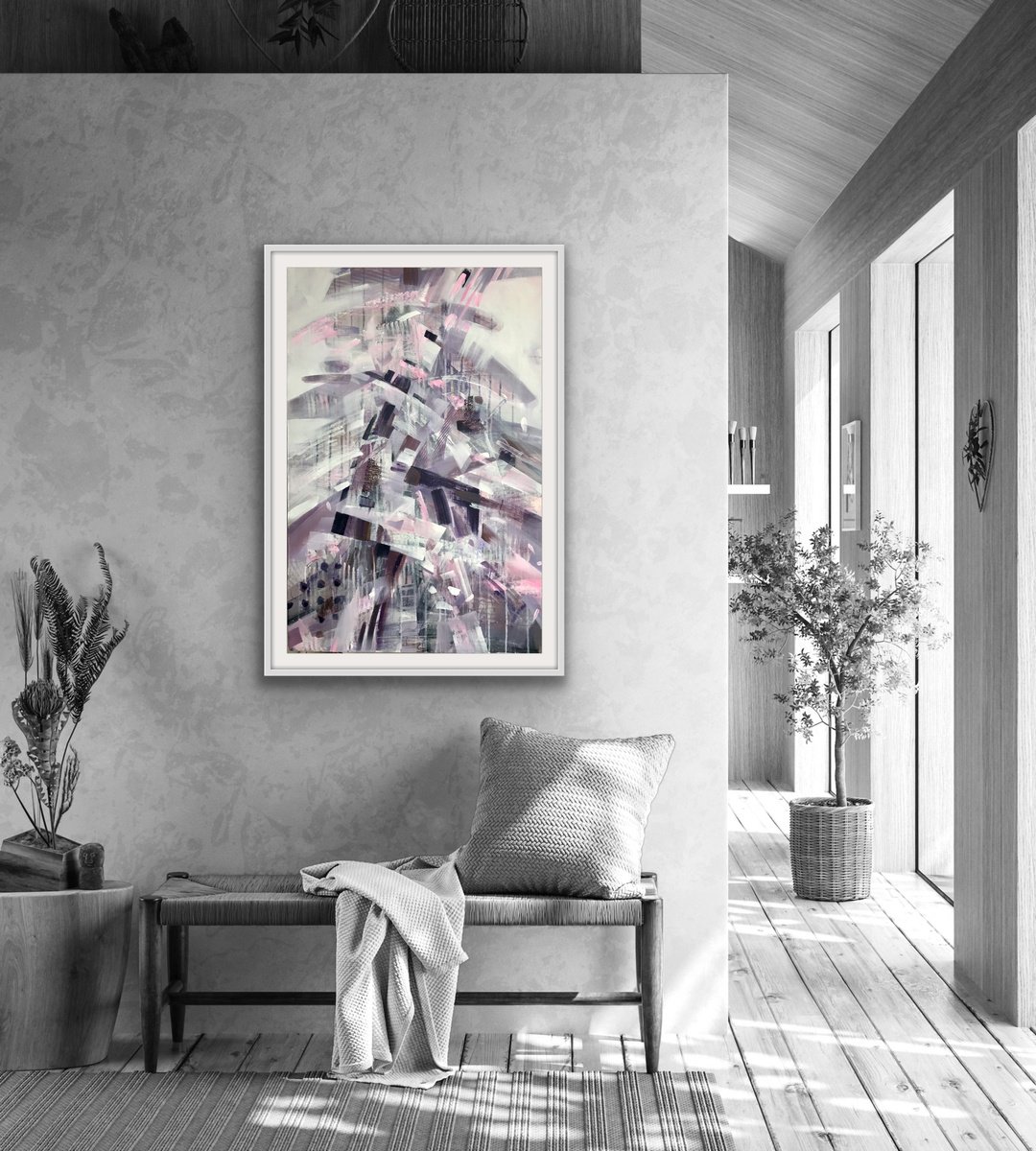 Lavender rain. one of a kind, gift, contemporary art. by Galina Poloz