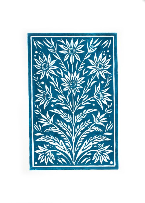 Floral ornament turquoise by Kosta Morr