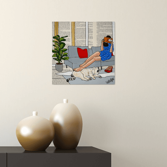 Cat Capers Light Reading 30cm x 30cm