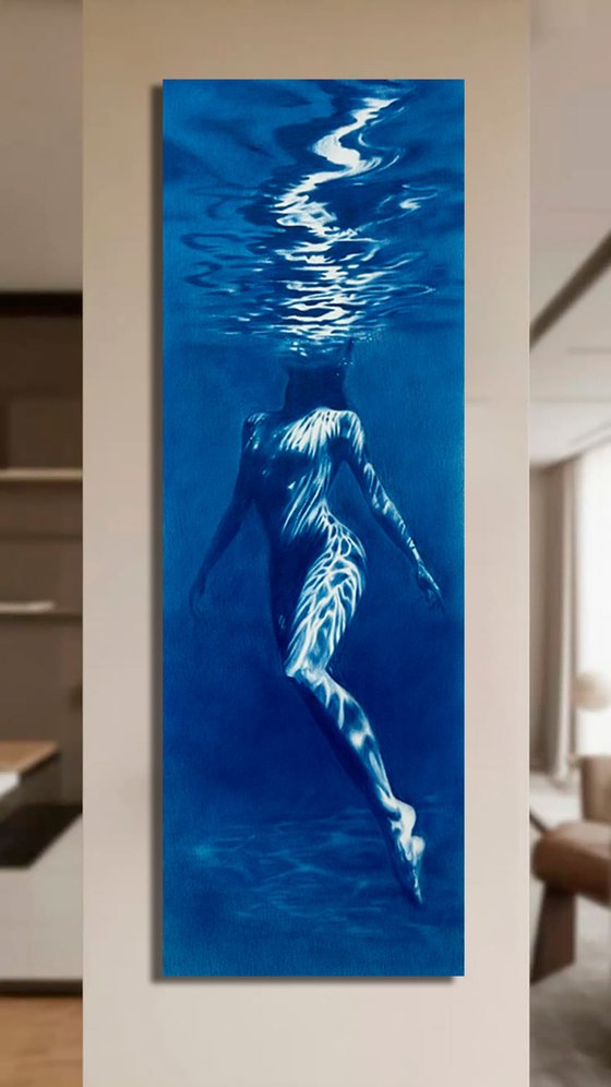 Naiad - Water Nymph Large Blue Nude