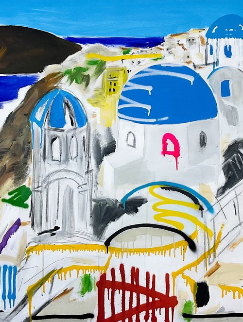 Oia Santorini Greece 180 X 100 CM / 70,86 X 39,37 INCH by V. Lishko