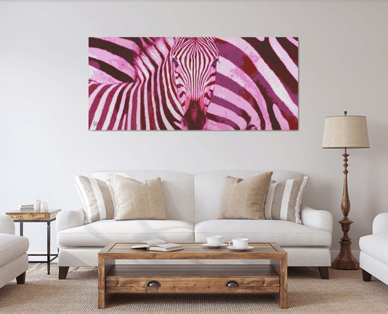 Pink Zebra Acrylic painting by Sabrina Rupprecht