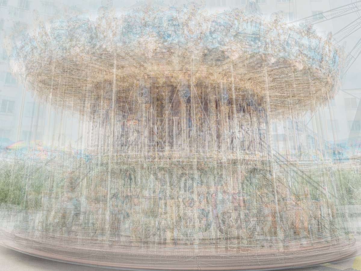 Impressionistic Abstract Photograph By Adam Regan, 60 X 45, On The Merry Go Round Vi, Original Artwork