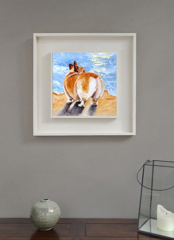 Corgi Painting Original Art Corgi Butt Artwork Dog Wall Art