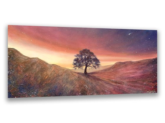 100x50cm Art Print - Stars & Light Over Sycamore Gap