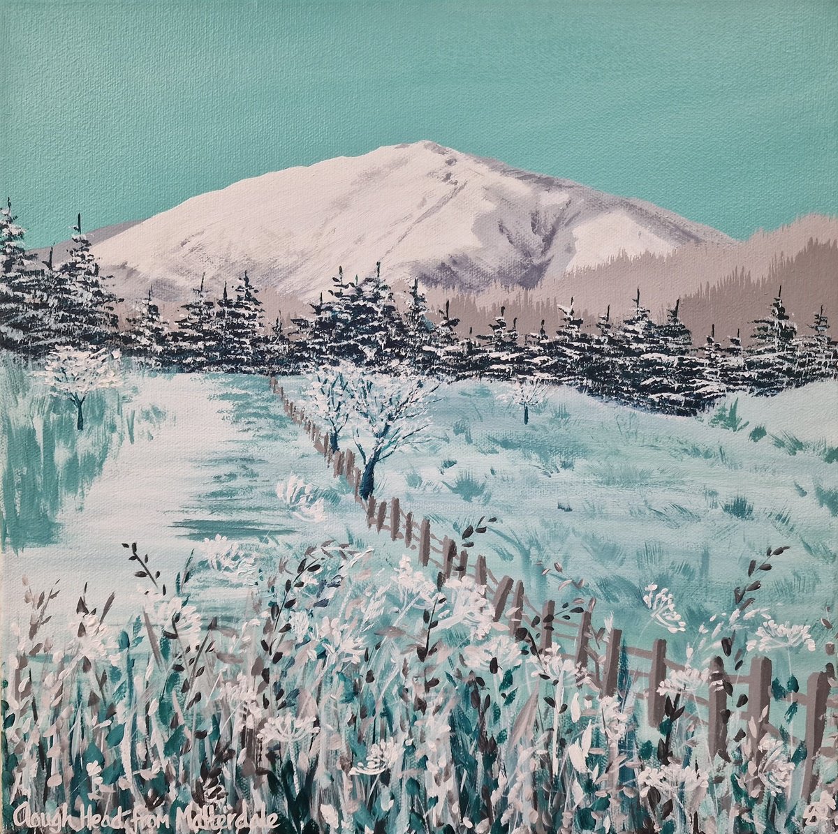 Organic Landscape Acrylic Painting By Sam Martin, 14 X 14", Clough Head From Matterdale, Original Artwork