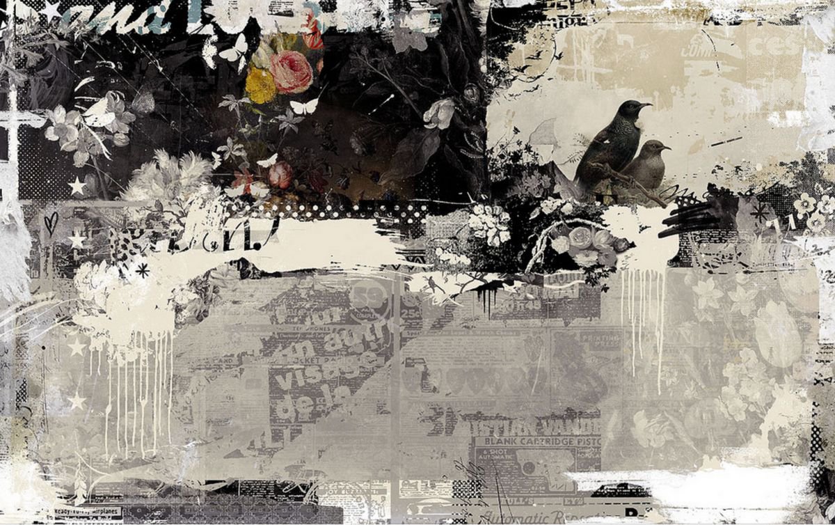 Animal Painting By Teis Albers, 47 X 31", Love Birds, Original Artwork