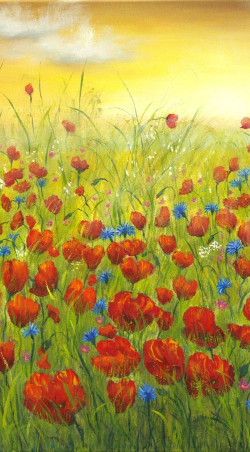 Sunset at the poppy field by Ludmilla Ukrow