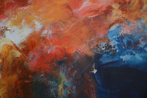 Abstract painting blue and red - Landscape