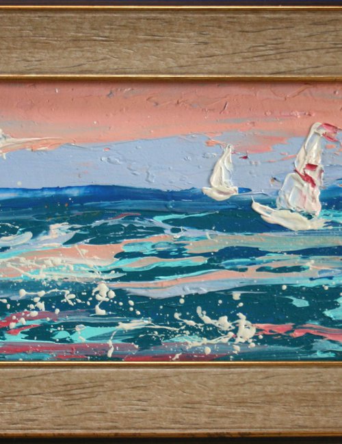 REGATTA ,  framed / ORIGINAL ACRYLIC PAINTING by Salana Art Gallery