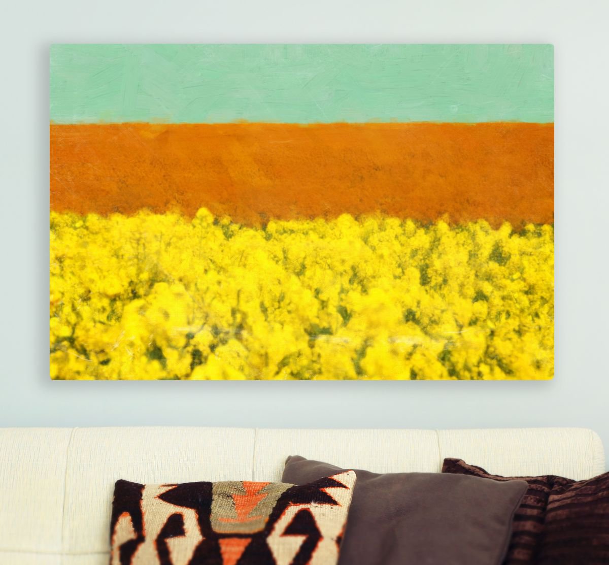 Yellow fields canvas gallery art ready to hang by Nadia  Attura