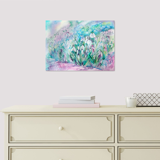 Snowdrop painting, Commission, Commissioned art, Spring, Floral artwork, Original watercolour, watercolor