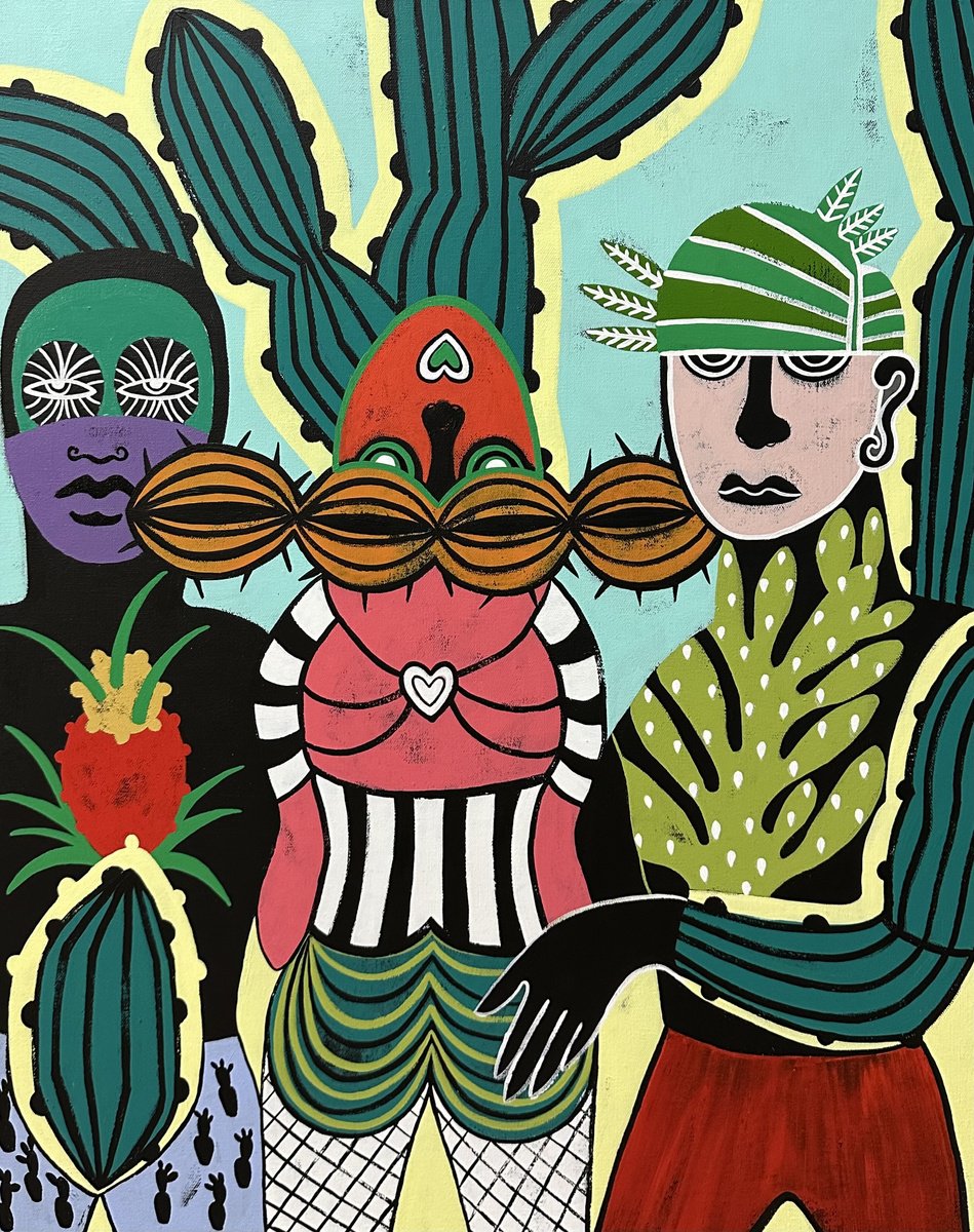 Surrealistic Portrait Acrylic Painting By Diana Rosa, 24 X 30, Walking In The Jungle #3, Original Artwork