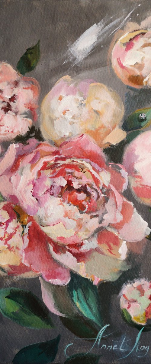 Souffle  - Peonies Original Art by Annet Loginova