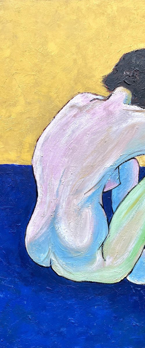 Sitting Nude Figurative 1 by Pooja Verma