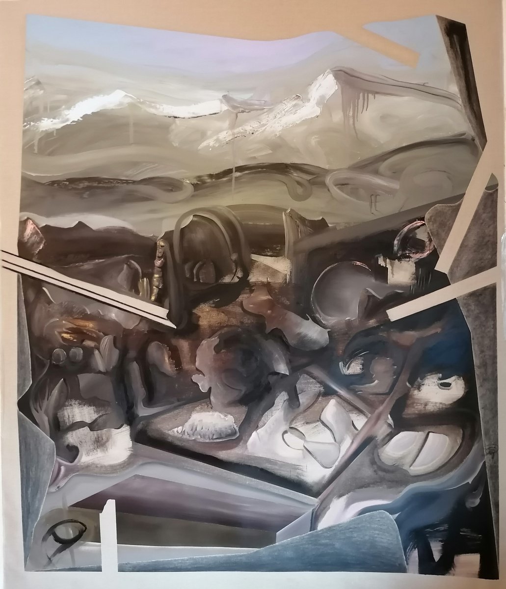 Surrealistic Abstract Oil Painting By Stefano Mazzolini, 63 X 69", Parmairi, Original Artwork