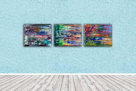 "Look What The Wind Blew In" - Save As A Series - Original PMS Oil Painting Triptych on Canvas- 60 x 16 inches