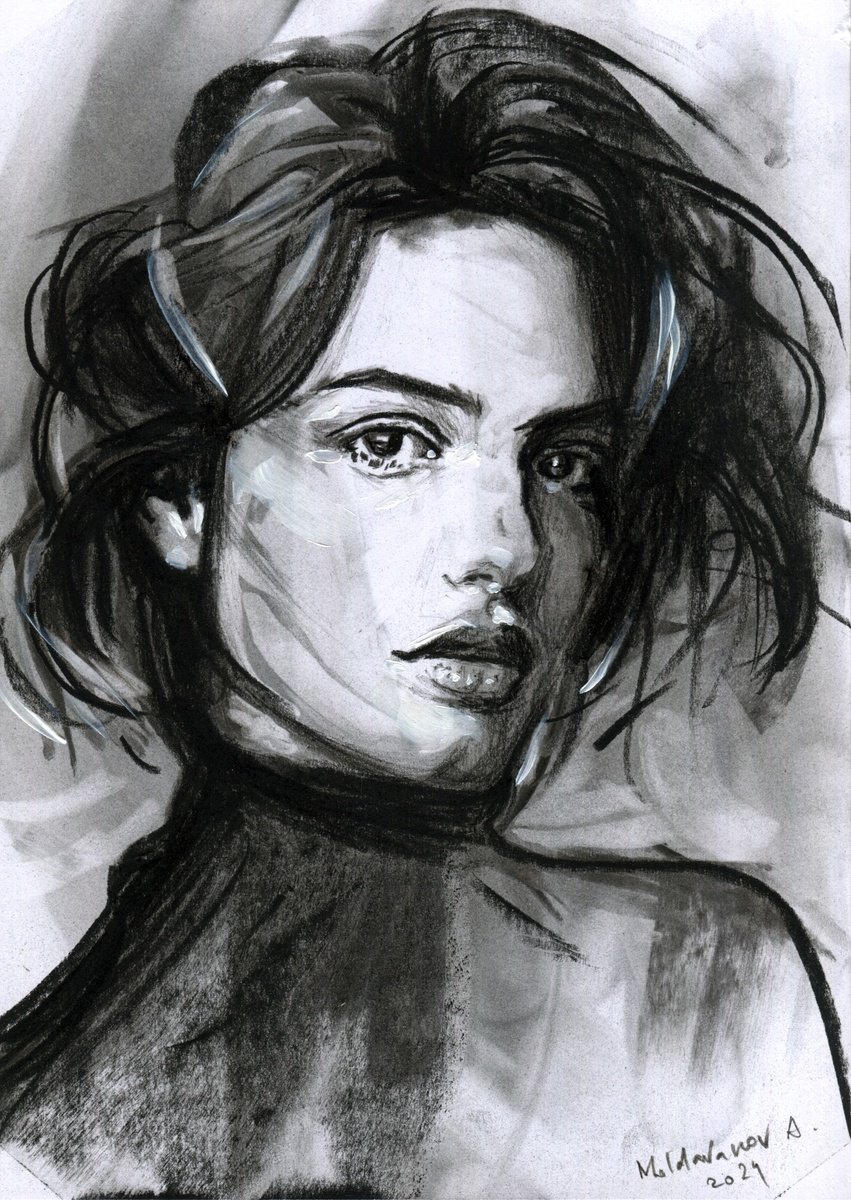 Charcoal portrait number 6 charcoal drawing alexander moldavanov