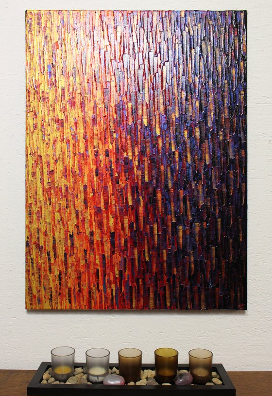 Iridescent gray red gold fade