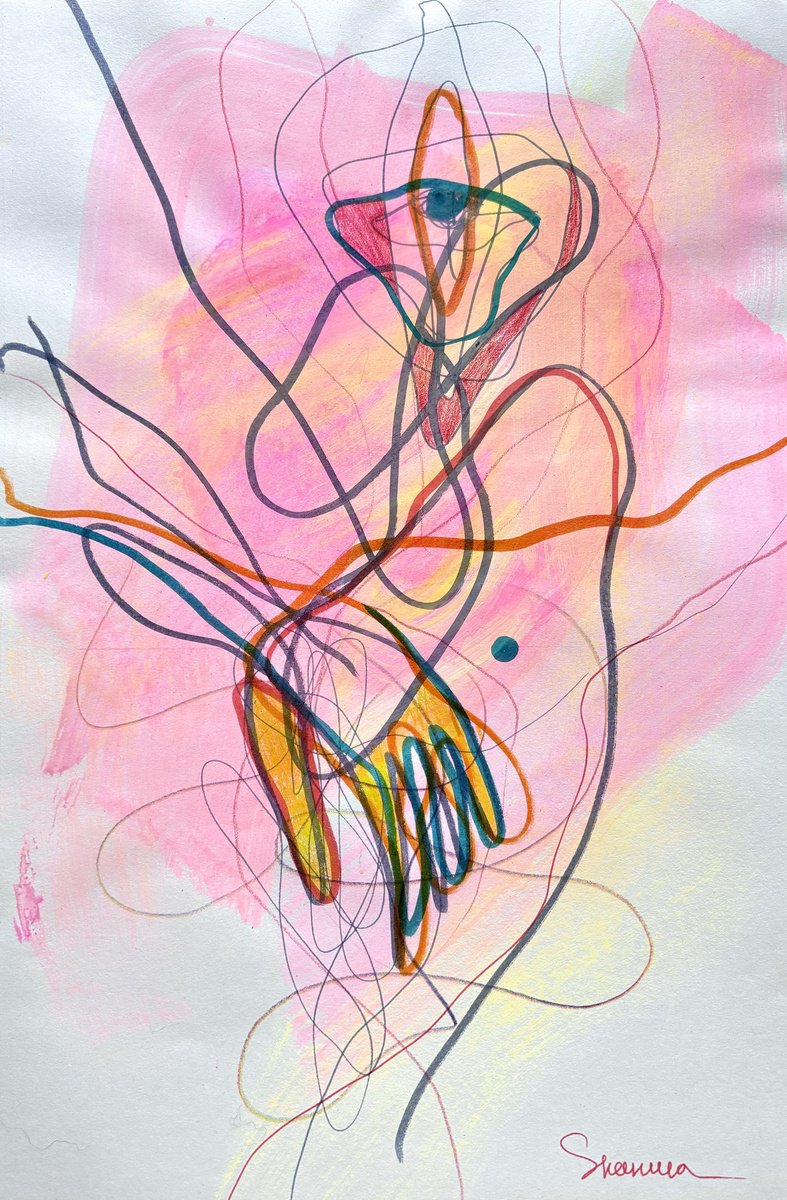 Expressive Abstract Acrylic Painting By Mari Skakun, 11 X 17", Morning Awakening, Original Artwork