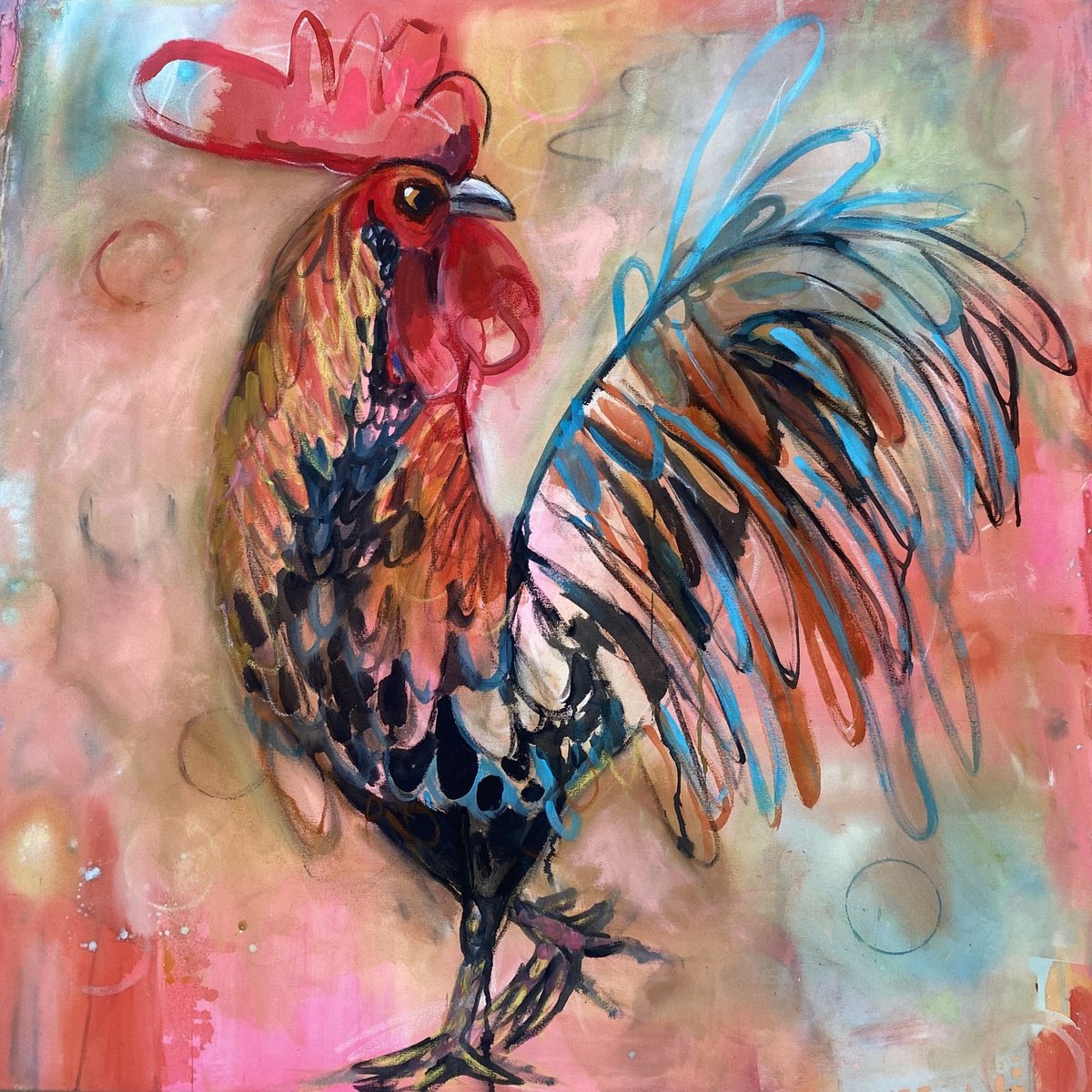 Expressive Animal Painting By Charlotte Gerrard, 47 X 47, Fandango, Original Artwork