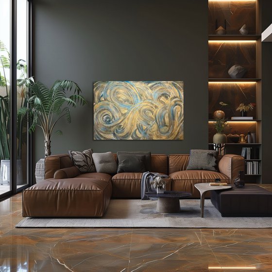 Golden waves 80x120x2 cm