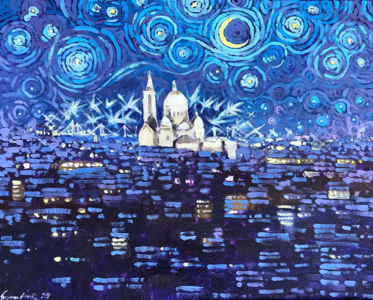 Impressionistic Cityscapes Oil Painting By Volodymyr Smoliak, 20 X 16", Paris. End Of Olympic Games, Original Artwork