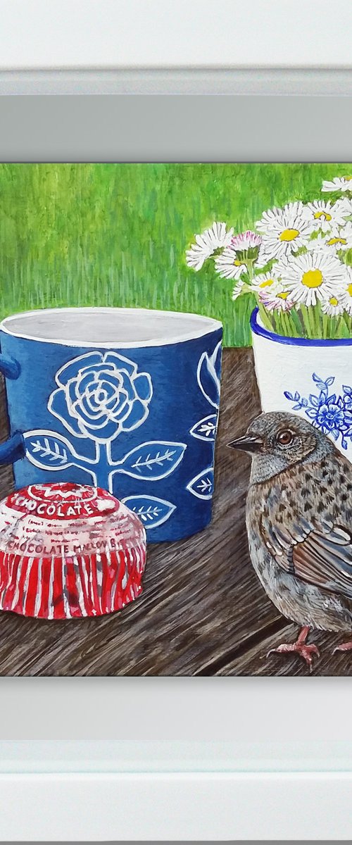 Did you call me? ( when the Dunnock met the Tunnock) by Carolynne Coulson