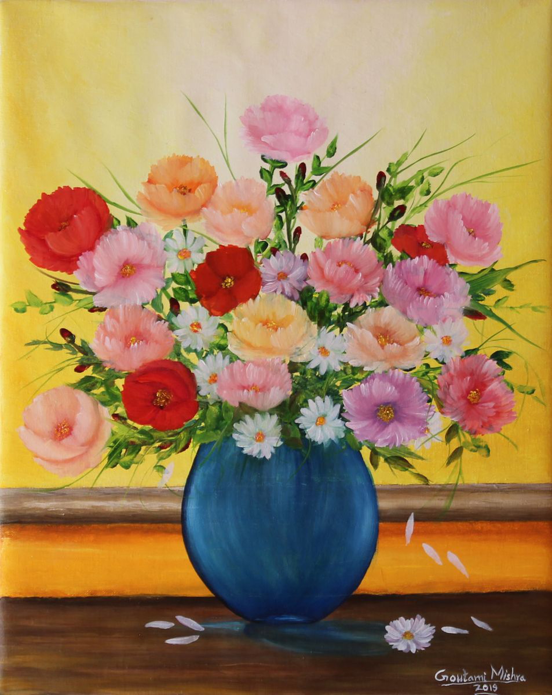 Flower Vase Oil Painting By Goutami Mishra Artfinder