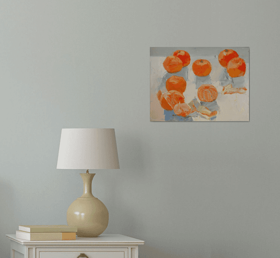 Tangerines Fruit Original Oil Painting Oil on Canvas Fine Art Impressionism