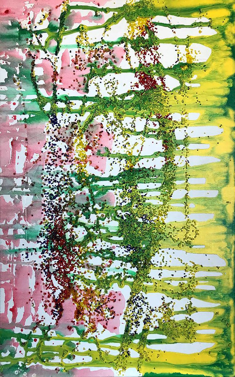 Impressionistic Abstract Acrylic Painting By Olga Melezhik, 20 X 28", Morning Sun, Original Artwork